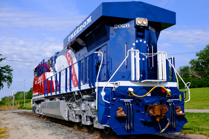 A view of the back of locomotive 2026 