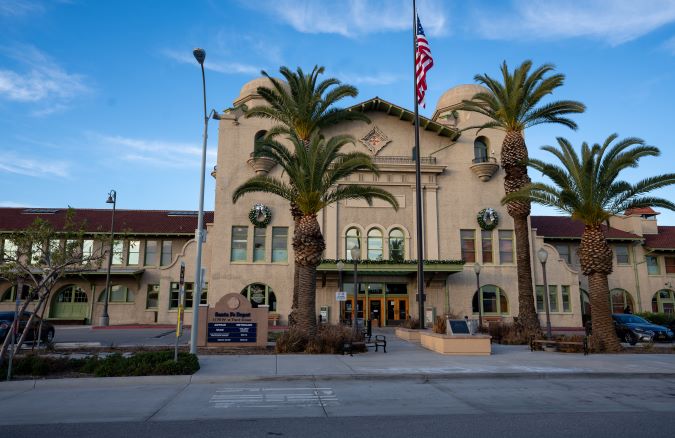 The 1918 Santa Fe Depot in San Bernardino today. 